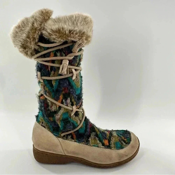Sam Edelman boots size 9 multicolored wool suede knee high bohemian boho tribal - Picture 14 of 14